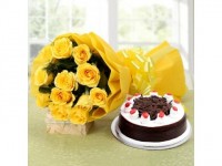 12 Yellow Roses With Half Kg Cake