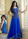 Charismatic Royal Blue Pure Satin Zardosi Work Anarkali Gown