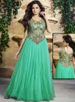 Good Looking Pure Tissue With Net Stone Work Designer Anarkali Gown- Indian Saree Store