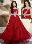 Heart Touching Red Net Stone And Moti Work Designer Anarkali Gown-indian Saree Store