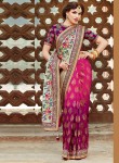 Indian Saree Store-magenta Embroidered Lace Work Saree