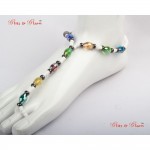 Anklets - Eclectic Color Beads, Strung And Held In Place With Milky White Smaller Beads