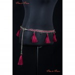 Belts - Metallic Waist Chain With Deep Rose Pink Thread Tassel All Around