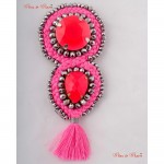Brooches - Tassel Style Brooch In Dominating Pink Topaz With A Hint Of Silver