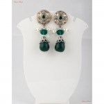 Fashion Jewellery Earrings - Emerald Green Drop With A Silver Touch Give This Earrings A Royal Look
