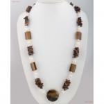 Fashion Necklaces - Combination Of White Opal And Andalusite Stone Woven.
