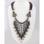 Fashion Necklaces - Dangle Neck Piece Attached To A Zigzag Patterned Cloth