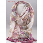 Scarf - Beach Wear Scarf With Pastel Shades Of Pink, Blue And Beige